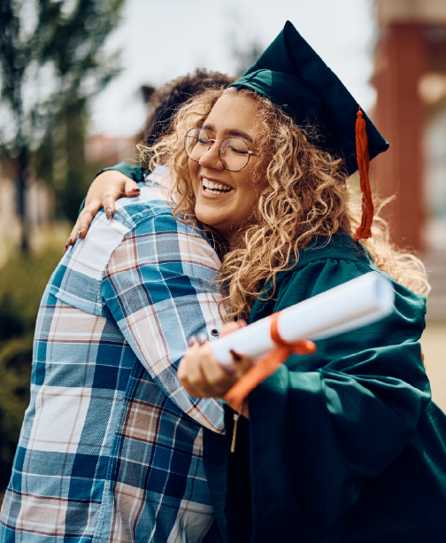 Graduate celebrating graduation