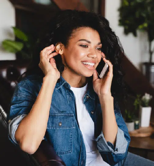 Woman talking on phone and smiling