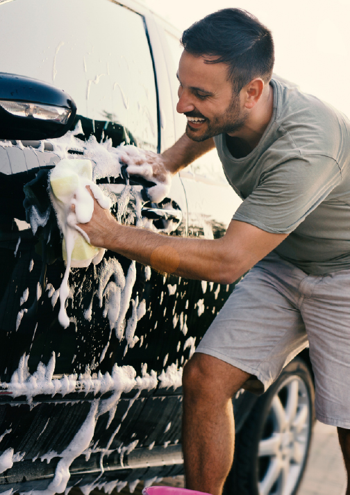 Man washing car