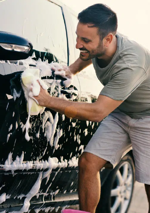Man washing car