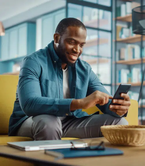 Man working on laptop at home office