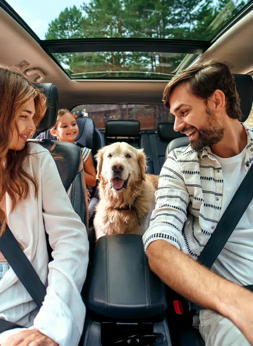 Family traveling in car